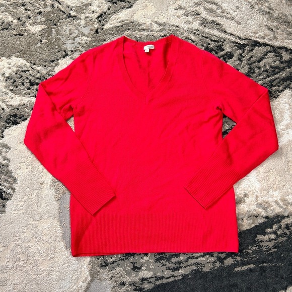 Halogen Sweaters - Halogen Nordstrom Sweater Womens Medium Red Cashmere Tight Knit Ribbed V‎ Neck
